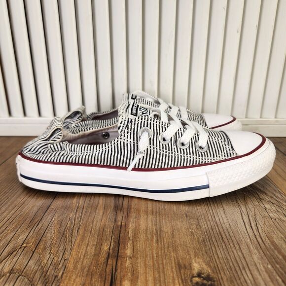 Converse Shoreline Womens Sz 6 White Black Striped Slip On Sneaker Shoes 562034F - Picture 1 of 9